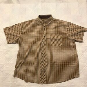 C E Schmidt work wear brown‎ button up shirt XXL